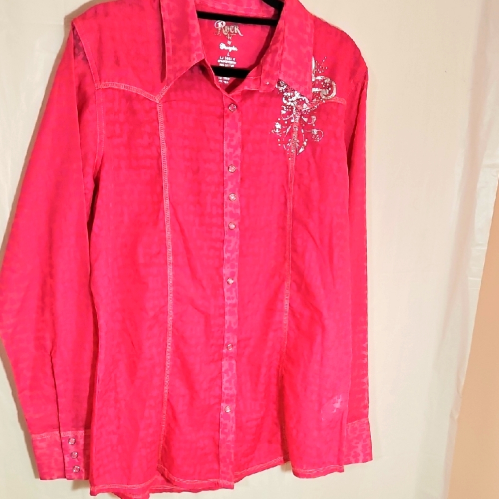 Rock 47 for Wrangler Pink  Long Rodeo LS snap shirt